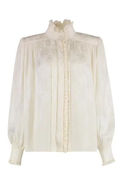 Chloé Oversized Silk Jacquard Blouse In White