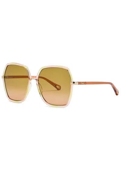Chloé Chloe Oversized Square-frame Sunglasses In Brown Havana
