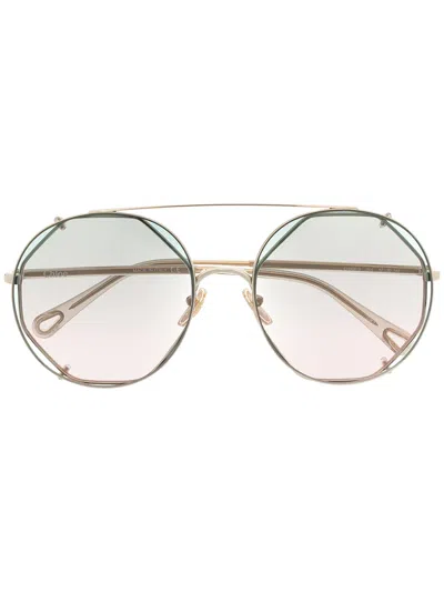 Chloé Oversized Sunglasses In Gold