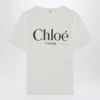 Chloé White Crewneck T-shirt With Logo Print On The Front In Cotton Woman In White