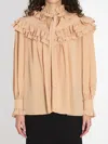 Chloé Chloe Women Oversized Top With Ruffles In Neutral