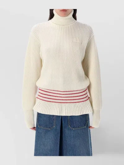 CHLOÉ OVERSIZED TURTLENECK KNIT RUFFLED HEM