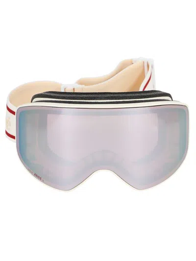 Chloé Oversized White Sunglasses With Reflective Lenses And Sporty Strap