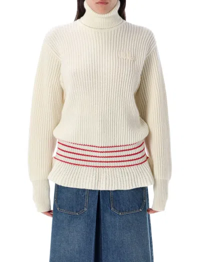 Chloé Oversized Wool And Mohair Knit Turtleneck Jumper In Multi