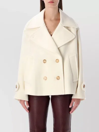 CHLOÉ OVERSIZED WOOL BLEND PEACOAT CHIN STRAP COLLAR