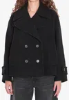 Chloé Double-breasted Black Coat In Wool Blend