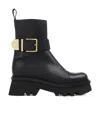 Chloé Owena Buckled Leather Ankle Boots In Black