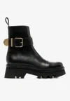 Chloé Owena Buckled Leather Ankle Boots In Black