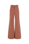 Chloé High-rise Flared Trousers In Cotton Canvas Pink Size 8 100% Cotton, Horn Bubalus Bubalis, Farmed, Co In Brown