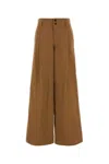 Chloé High-rise Wide-leg Pants In Cotton Canvas In Brown