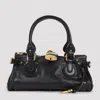 Chloé Structured Shoulder Bag With Padlock And Studs In Black