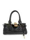 Chloé Structured Shoulder Bag With Padlock And Studs In Black