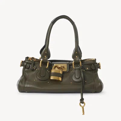 Chloé Paddington Bag In Grained Leather Blue Size Onesize 100% Bubalus Bubalis, Farmed, Coo Italy