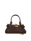 Chloé Paddington Brown Shoulder Bag With Oversized Padlock And C-shaped Buckles In Grainy Leather Woman In Brown