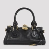 Chloé Paddington Black Shoulder Bag With Oversized Padlock And C-shaped Buckles In Grainy Leather Woman In Black