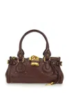 Chloé Paddington Brown Shoulder Bag With Oversized Padlock And C-shaped Buckles In Grainy Leather Woman In Brown