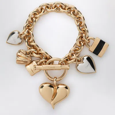 Chloé Paddington Chain Bracelet In Gold/black Brass