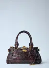 Chloé Paddington Embossed Python Effect Shoulder Bag In Burgundy