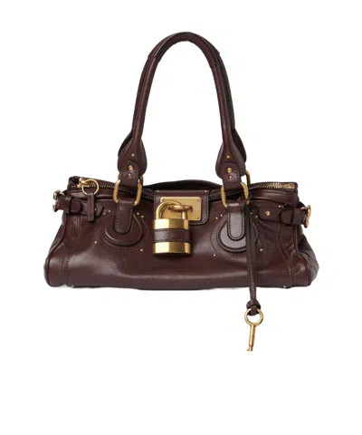 Chloé Paddington Grained Leather Bag In Red
