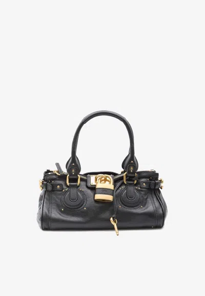 Chloé Paddington Grained Leather Shoulder Bag In Black