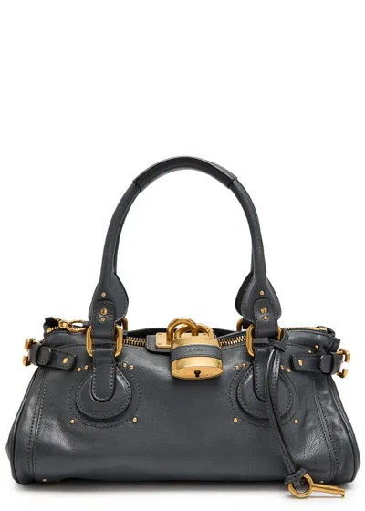 Chloé Chloe Paddington Grained Leather Shoulder Bag In Blue