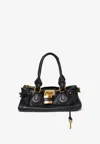 Chloé Paddington Black Shoulder Bag With Oversized Padlock And C-shaped Buckles In Grainy Leather Woman In Black