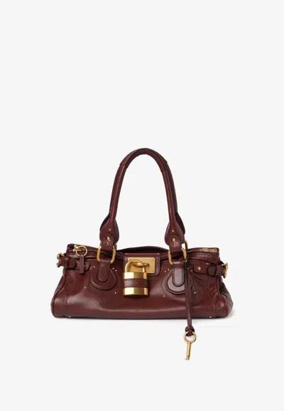 Chloé Paddington Grained Leather Top Handle Bag In Brown