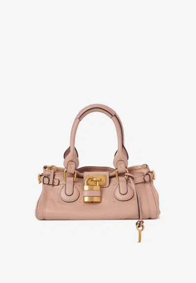 Chloé Paddington Grained Leather Top Handle Bag In Pink