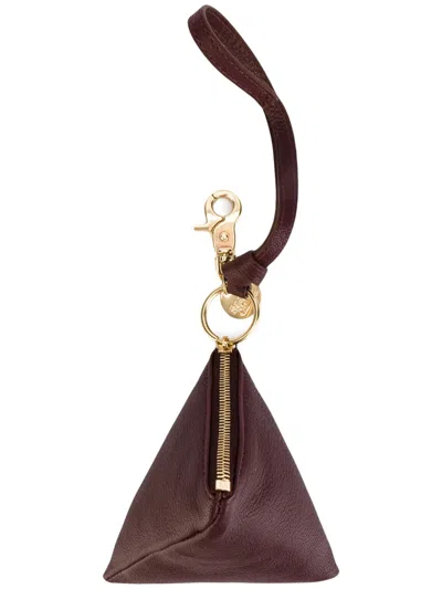 Chloé Paddington Grenat Leather Keyring In Brown