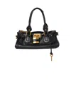 Chloé Structured Shoulder Bag With Padlock And Studs In Black