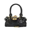 Chloé Paddington Black Shoulder Bag With Oversized Padlock And C-shaped Buckles In Grainy Leather Woman In Red