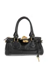 Chloé Structured Shoulder Bag With Padlock And Studs In Black