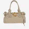 Chloé Padlock Studded Shoulder Bag In White