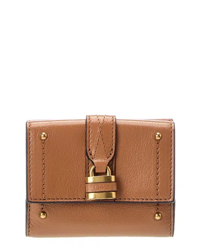 Chloé Paddington Leather Card Case In Brown