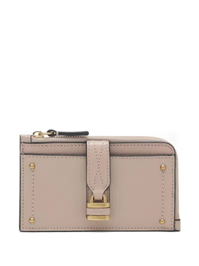 Chloé Paddington Leather Card Case In Pink