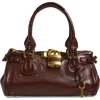 Chloé Paddington Brown Shoulder Bag With Oversized Padlock And C-shaped Buckles In Grainy Leather Woman In Brown