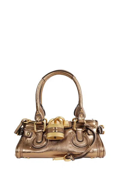 Chloé Paddington Leather Shoulder Bag In Gold