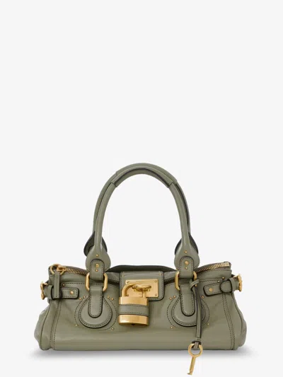 Chloé Paddington Leather Shoulder Bag In Green