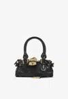 Chloé Paddington Black Shoulder Bag With Oversized Padlock And C-shaped Buckles In Grainy Leather Woman In Red