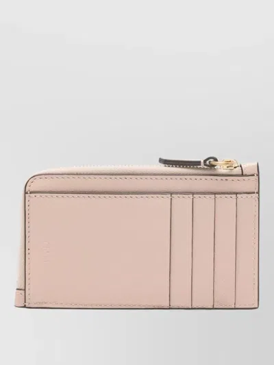 Chloé Paddington Leather Wallet Compact Metal Hardware In Pink
