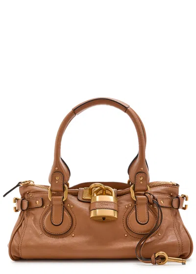 Chloé Chloe Paddington Medium Grained Leather Shoulder Bag In Brown