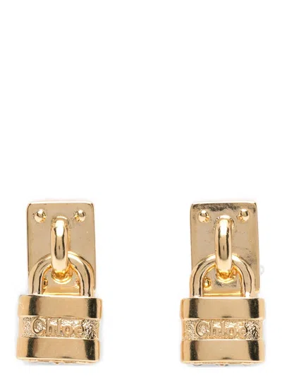 Chloé 'paddington' Mini Padlock Earrings In Gray