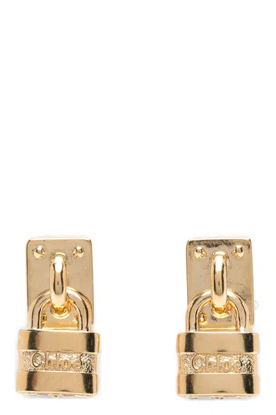 Chloé 'paddington' Mini Padlock Earrings In Gray