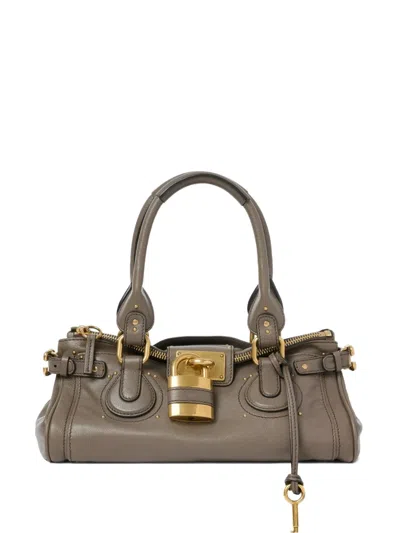 Chloé Paddington Padlock Detail Shoulder Bag In Gray