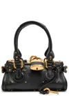 Chloé Paddington Black Shoulder Bag With Oversized Padlock And C-shaped Buckles In Grainy Leather Woman In Black
