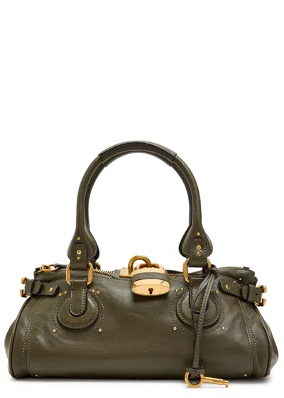 Chloé Chloe Paddington Padlock Grained Leather Shoulder Bag In Brown