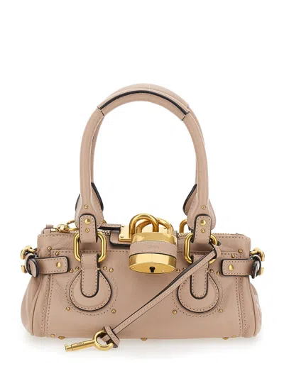 CHLOÉ PADDINGTON PINK HANDBAG WITH TWO TOP HANDLES AND PADLOCK ON THE FRONT IN LEATHER WOMAN