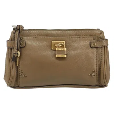 Pre-owned Chloé Chloe Paddington Pouch Leather Beige Leather Bag () In Sand