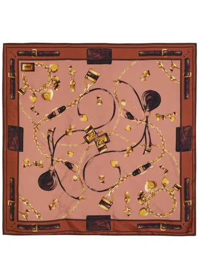 Chloé Chloe Paddington Printed Silk Scarf In Brown
