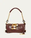 Chloé Paddington Rounded Padlock Shoulder Bag In Leather In Brown